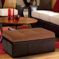 Lucille Brown Leather/ Microfiber Storage Ottoman