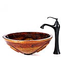 Kraus Tiger Eye Glass Vessel Sink and Ventus Faucet Oil Rubbed Bronze