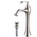 Kraus Ventus Single Lever Vessel Faucet with Pop Up Drain Brushed Nickel