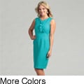 Tahari Women's Linen Ruffle Front Empire Dress