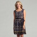 Tahari Women's Purple/ Tan Paisley Dress