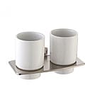 Kraus Fortis Bathroom Accessories - Wall-mounted Double Ceramic Tumbler Holder Brushed Nickel