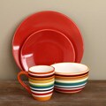 Omniware Rio Stripe and Red 16-piece Dinnerware Set