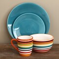 Omniware Rio Aqua/ Striped 16-piece Ceramic Dinnerware Set