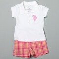 US Polo Girl's Polo Shirt and Plaid Shorts