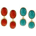 Amrita Singh Goldplated Turquoise or Red Resin Clip-on Earrings