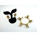 Goldtone White Turquoise Heart Bracelet and Earrings Set (Thailand)