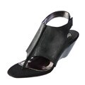 Charles by Charles David Women's 'Semi' Black Leather Wedge Sandals