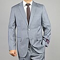 Carlo Lusso Men's Grey Pinstripe 2-Button Suit