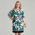 Studio 1 Women's Ivy/ Green/ Blue Belted Dress