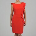 S.L Fashions Women's Pink Cascading Ruffle Front Dress