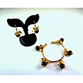 Goldtone Onyx Bracelet and Earrings Set (Thailand)