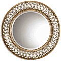 Entwined U Mahogany/Gold Round Framed Mirror