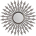 Kimani Antiqued Silver Metal Round Sun Framed Mirror