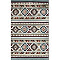 Hand-hooked Rancho Blue/ Multi Rug (3'6 x 5'6)