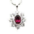 D'sire 10k White Gold Pink Rubelite and White Sapphire Pendant