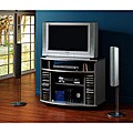 Silver Corner TV Stand with Glass Doors