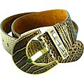 Vecceli Italy Women's Brown Alligator-skin Embossed Cowhide Belt