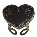 Sweet Romance Crystal and Black Enamel Heart Vintage Ring