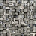 SomerTile 11.5x11.5-inch Chroma Square Licorice Glass and Stone Mosaic Tiles (Set of 10)