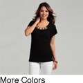 Cable & Gauge Women's Beaded-embellished Scoop Neck Top
