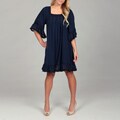 Argenti Women's Navy Crochet Neckline Dress