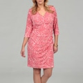 Jessica Howard Women's Plus Size Coral Absract Printed Dress