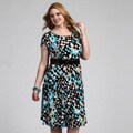 Jessica Howard Women's Plus Size Geometric Belted Dress