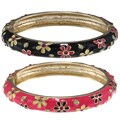 Betsey Johnson Goldtone Hinged Flower Bangle Bracelet - New!