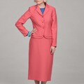 Emily Women's Coral Three-button Peplum Skirt Suit