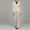 Emily Women's Natural 5-button Pleated Pant Suit