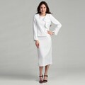 Emily Women's White Ruffle Jacket Skirt Suit