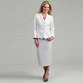 John Meyer Women's White Jacquard Skirt Suit