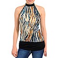 Stanzino Women's Back-less Black/ Teal Halter Top