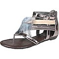 Refresh by Beston Women's 'LEAH-05' Gladiator T-strap Feather Accent Sandals