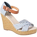 Refresh by Beston Women's 'BONNIE-06' Striped Rattan Wedge Sandals