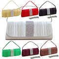 Dasein Satin Rhinestone Pleated Clutch Handbag