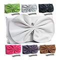 Dasein Faux-leather Ruffled Bow Clutch Handbag