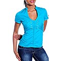 Stanzino Women's Emerald Plunge Neck Embroidered Top
