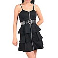 Stanzino Women's Black Ruffle Belted Dress