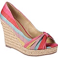 Refresh by Beston Women's 'Valerie' Fuchsia Peep-toe Espadrille Wedge Pumps