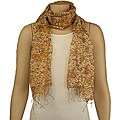 Hand-spun Silk Yellow Floral Scarf (India)