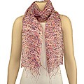 Hand-spun Silk Pink Floral Scarf (India)