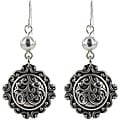 Roman Silvertone Antiqued Dangle Earrings
