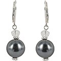 Roman Goldtone Black Faux Pearl and Plastic Bead Earrings