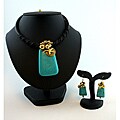 Goldtone Turquoise Necklace and Earrings Set (Thailand)