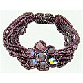 Purple Glass Bead Magnetic Flower Bracelet (Guatemala)