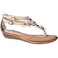Refresh by Beston Women's 'Tokyo-01' Beige Floral Accent T-strap Thong Sandals