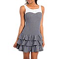Stanzino Women's Layered Ruffle Navy Denim Dress