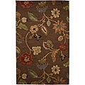 Hand-Tufted Brown Floral Wool and Art Silk Area Rug (2' X 3')
